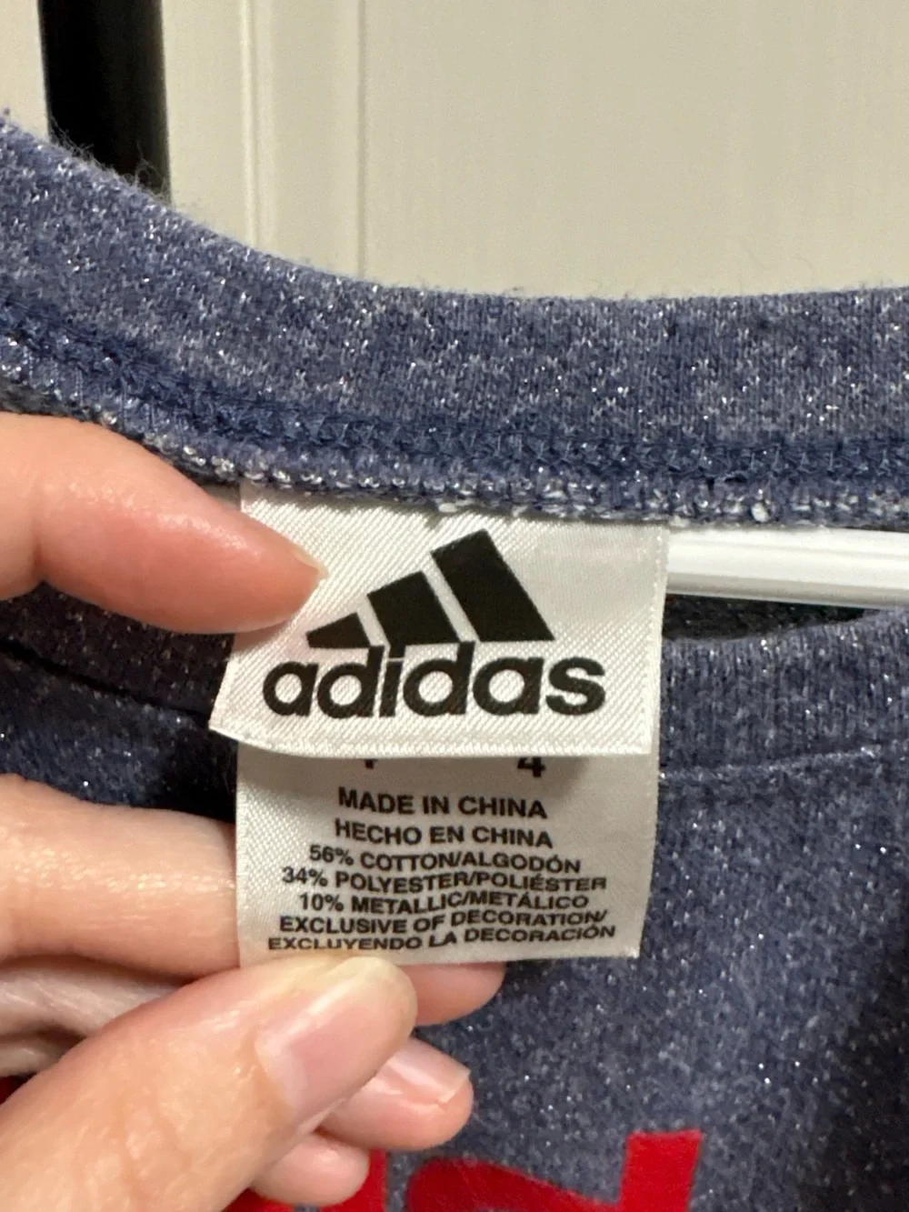 adidas Originals Glitter Blue Short Sleeve peplum Tee with Red Logo
